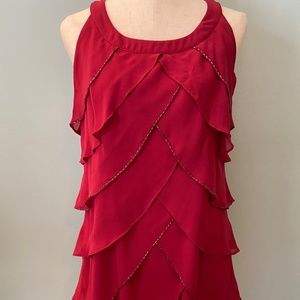 Flapper Beaded Red Cocktail Dress Size 12P